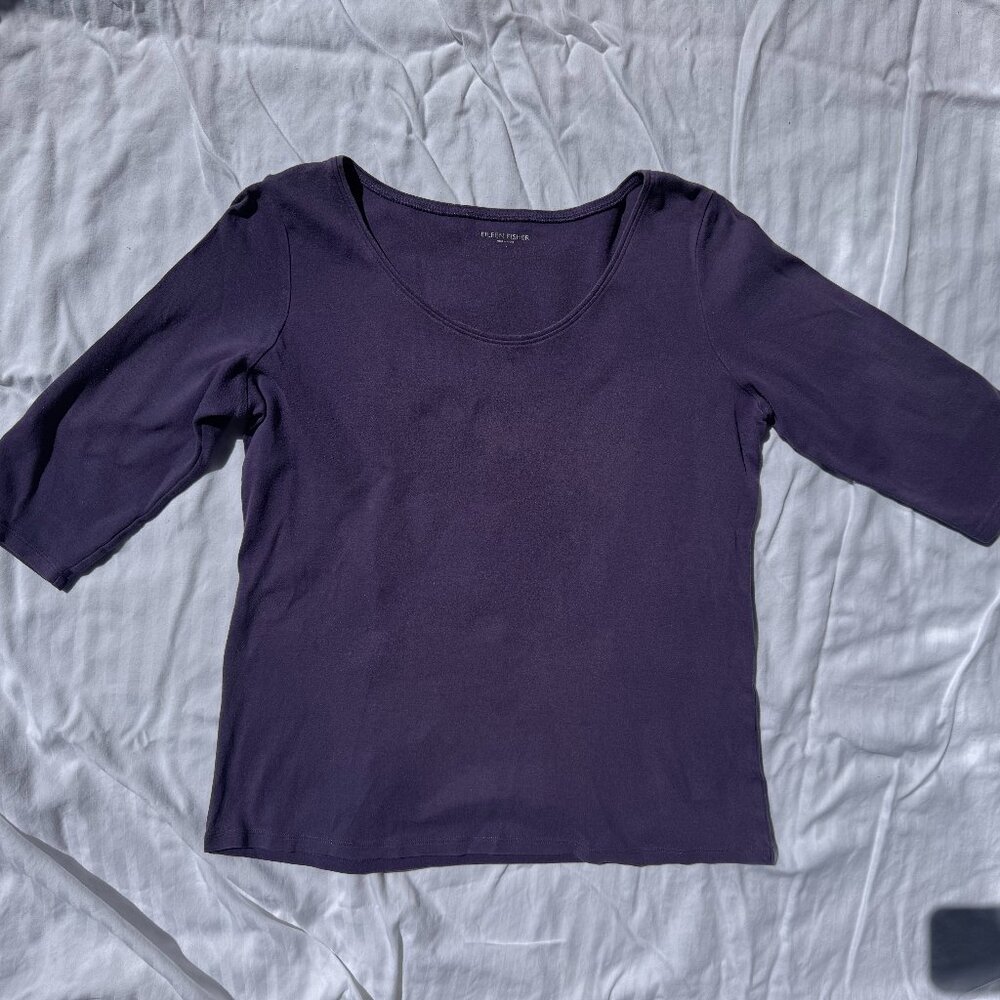 Purple Eileen Fisher Organic cotton half sleeve shirt